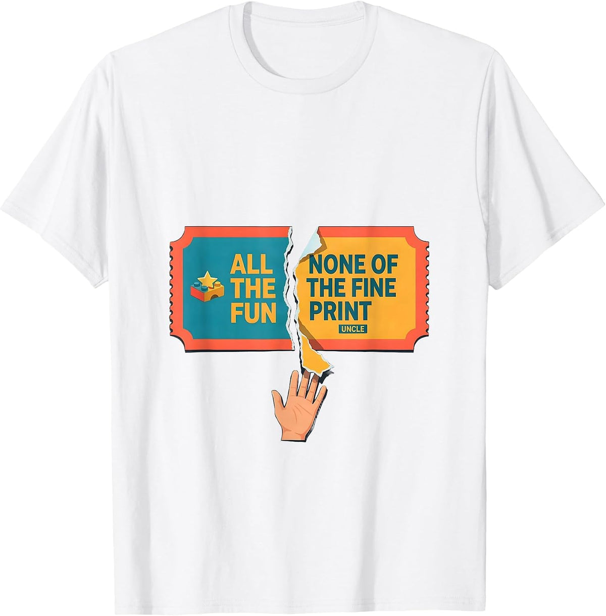 Men's All The Fun None Of The Fine Print Uncle Funny T-Shirt - White