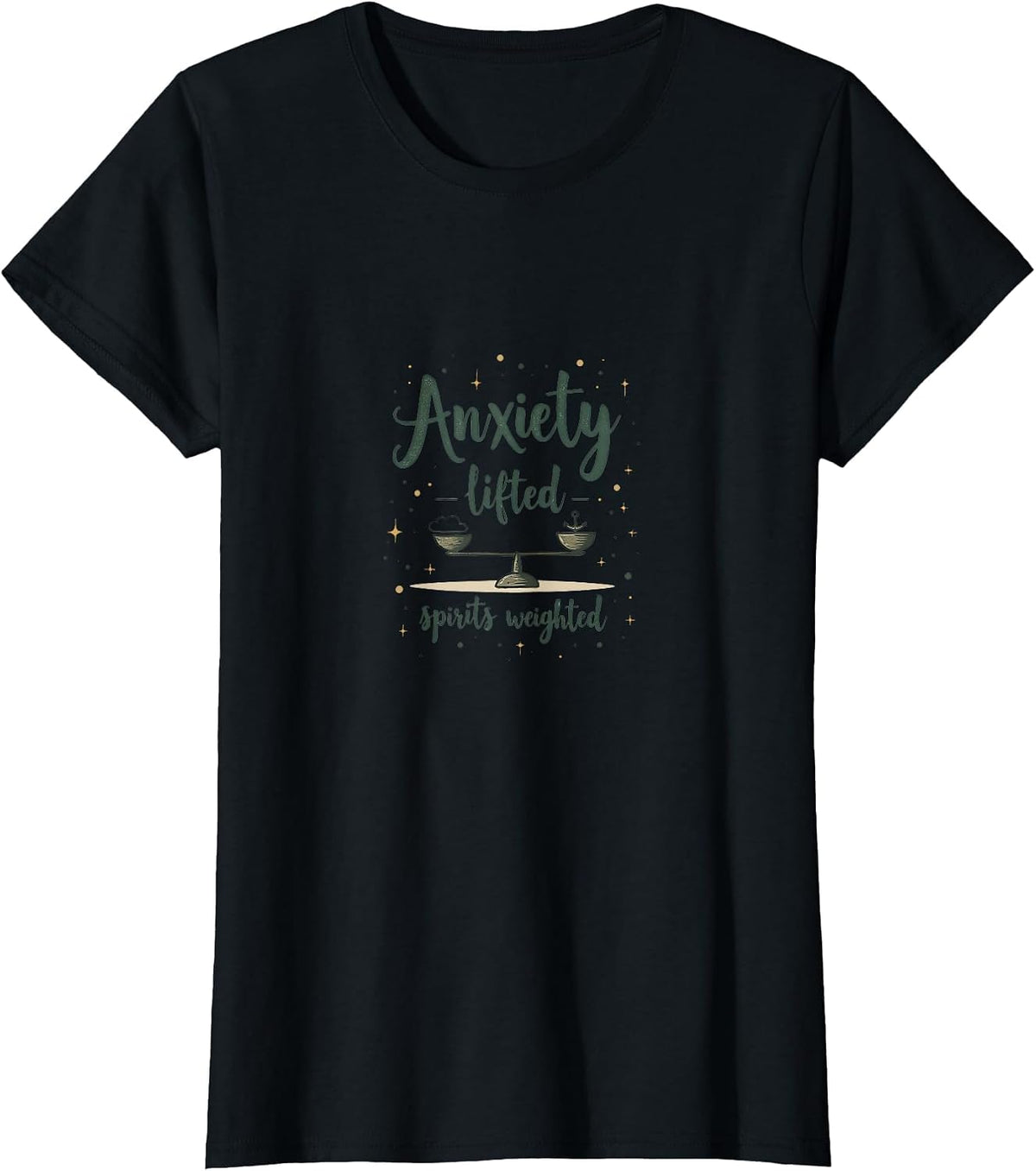 Anxiety Lifted Spirits Weighted Mental Health T-Shirt - Black