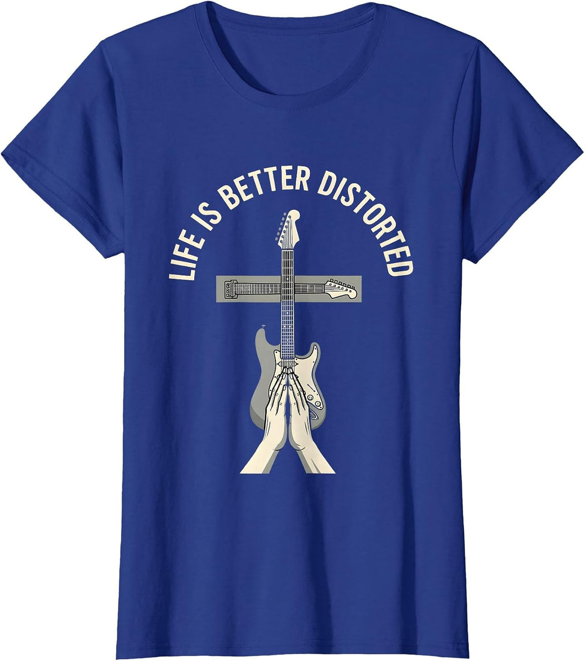 Women's Life Is Better Distorted Heavy Metal Design T-Shirt - Royal Blue
