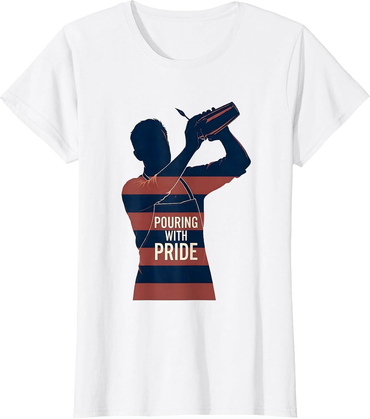 Pouring With Pride Patriotic Bartender American Flag T-Shirt - White