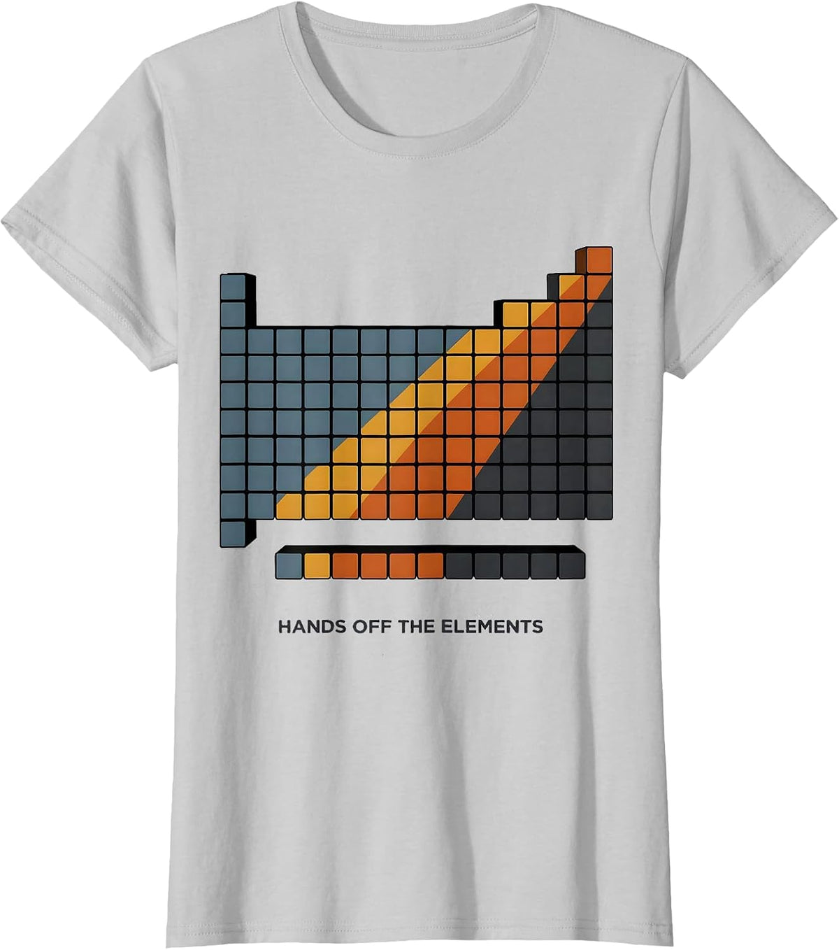 Hands Off The Elements Funny Periodic Table Chemistry T-Shirt - Silver Grey