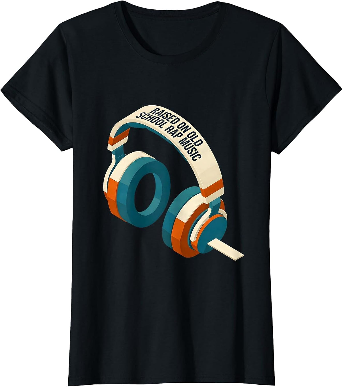 Women's Raised On Old School Rap Music Retro Hip Hop Nostalgia 80s T-Shirt - Black