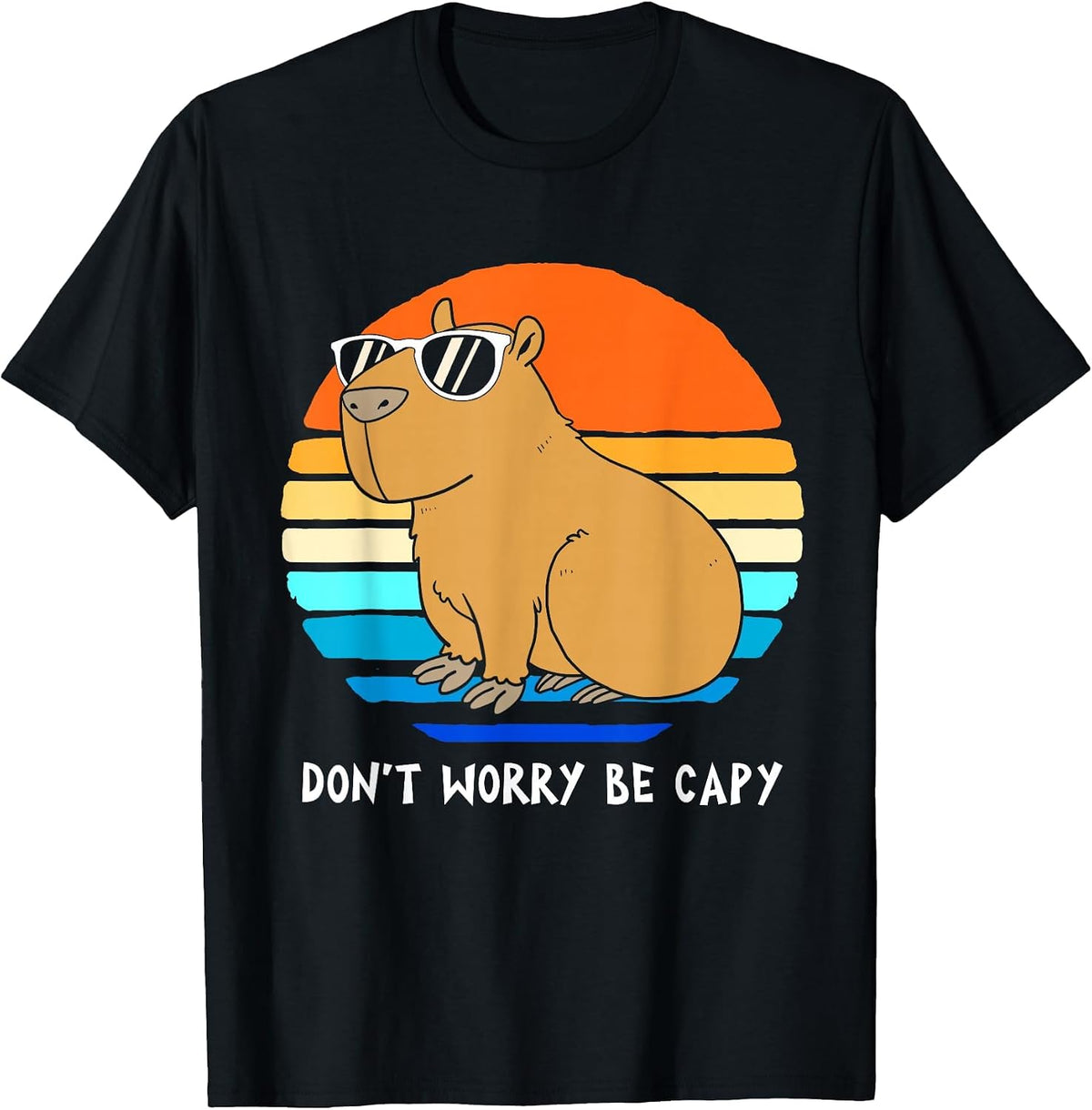 Retro Rodent Funny Capybara Dont Be Worry Be Capy T-Shirt - Black