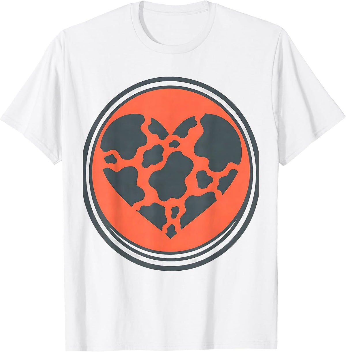 Men's Cow Print Heart Pattern Cute Cow Lover Graphic T-Shirt - White