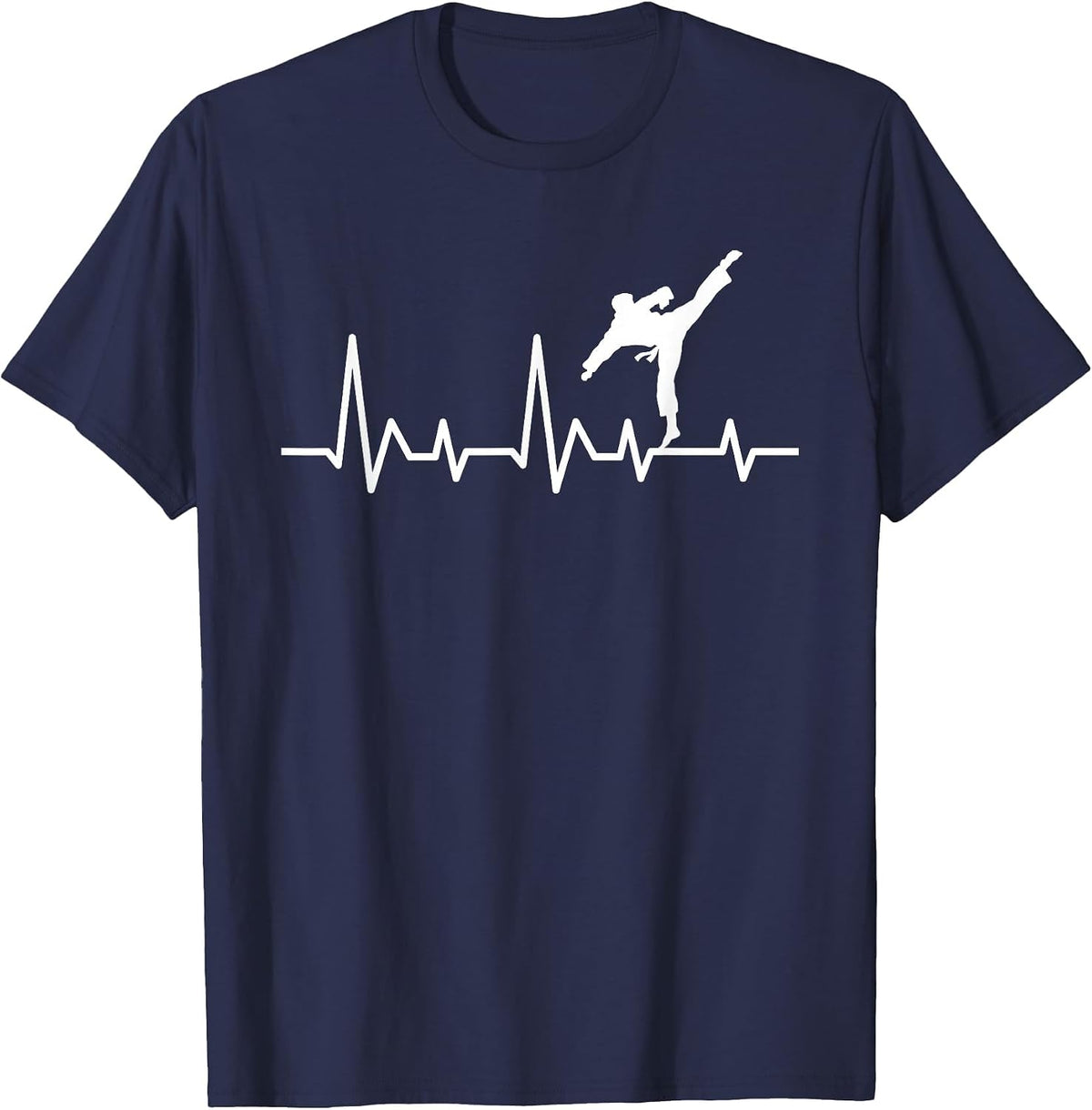 Karate Heartbeat - Martial Arts Coach Karateka Taekwondo T-Shirt - Navy Blue