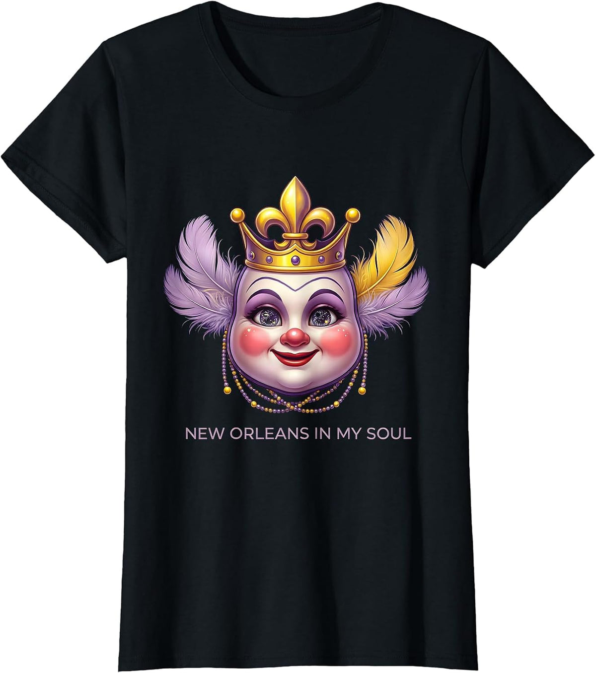 New Orleans In My Soul Mardi Gras Design T-Shirt - Black