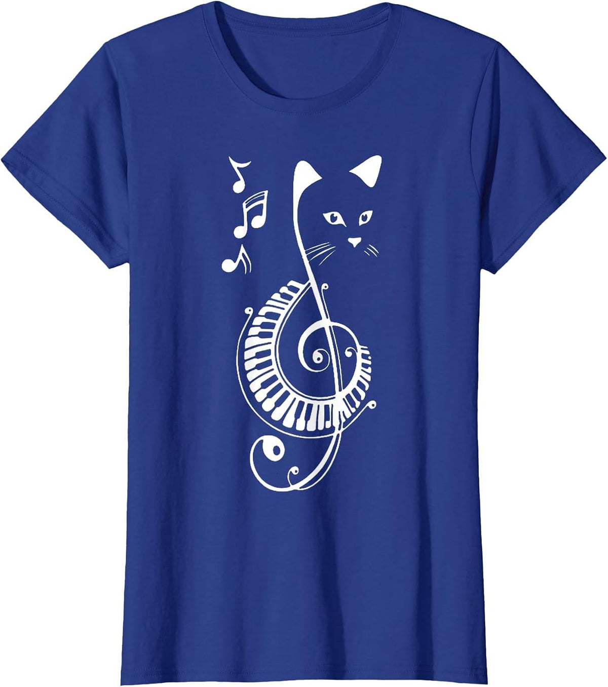 Funny Cat Kitty Music Notes T-Shirt - Royal Blue