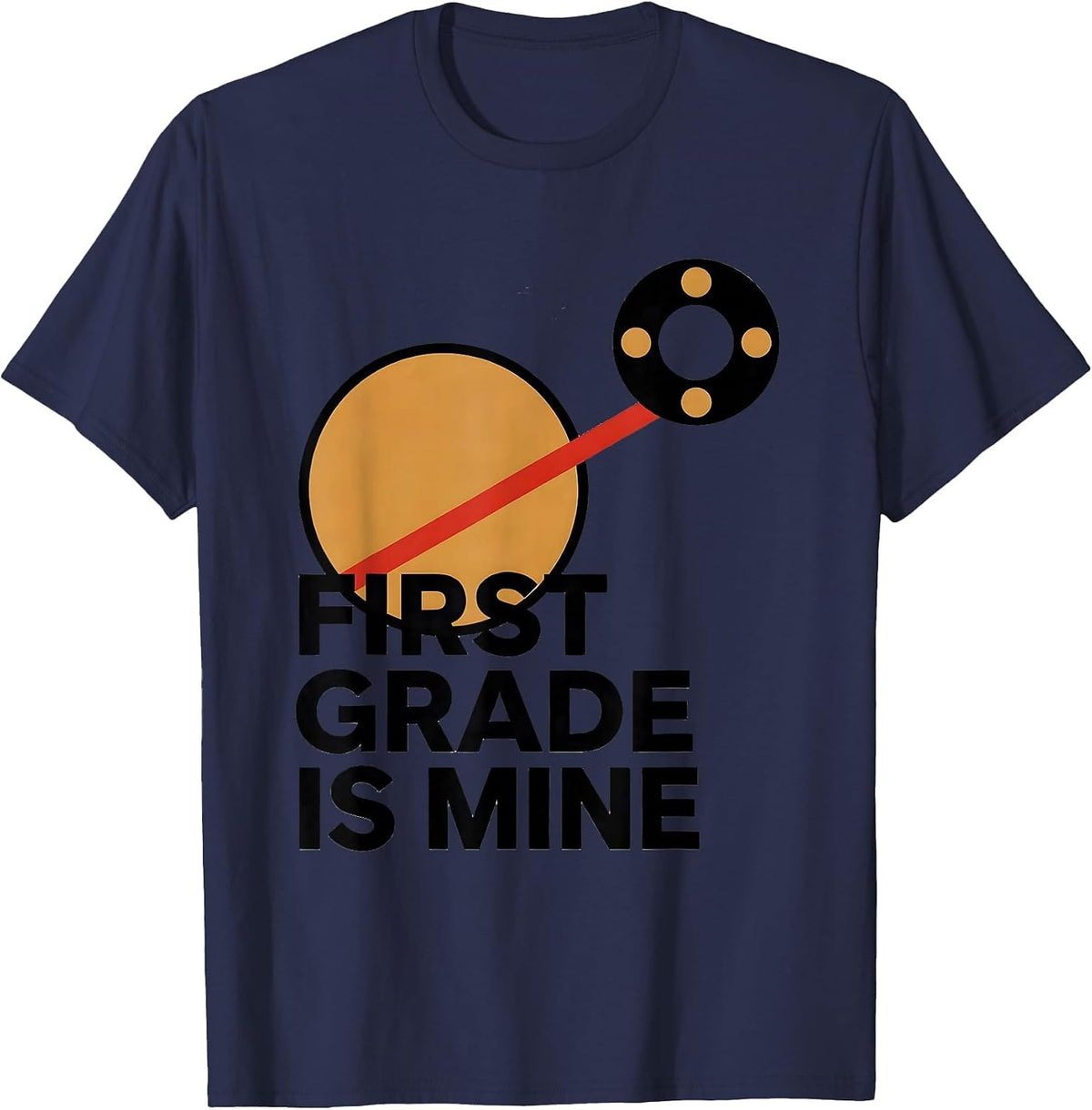 Men's First Grade Is Mine Playful Girly Leopard Print Back T-Shirt - Navy Blue