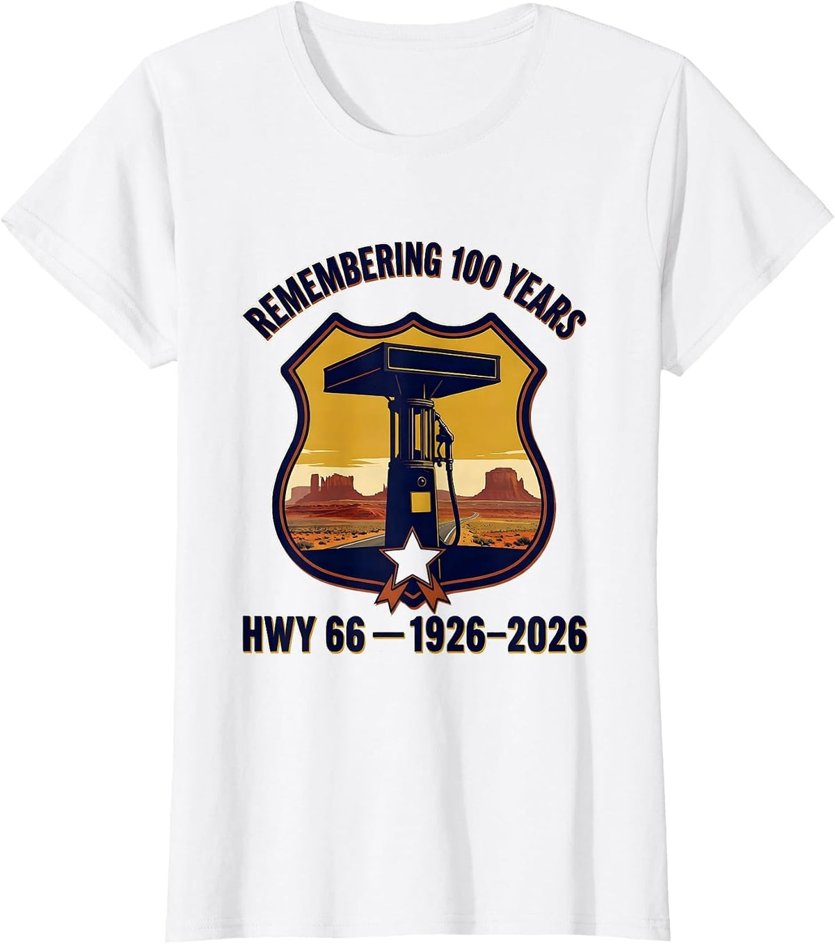 Women's Remembering 100 Years Hwy 66 1926-2026 Vintage T-Shirt - White