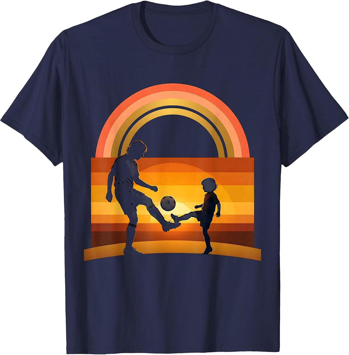 Men's Soccer Dad and Child Backyard Kickaround Graphic T-Shirt - Navy Blue