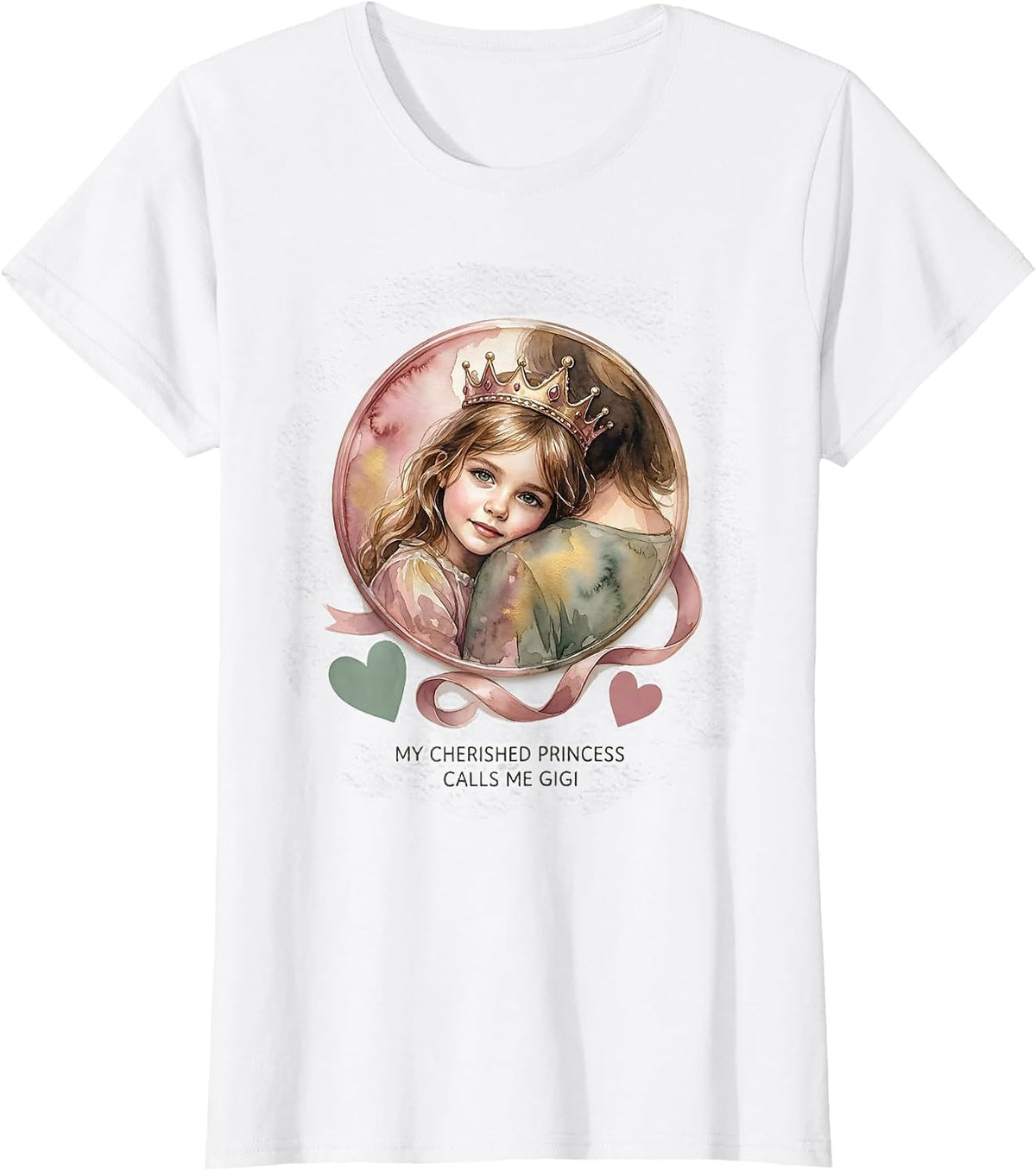 Women's My Cherished Princess Calls Me Gigi Funny Grandma Gift T-Shirt - White