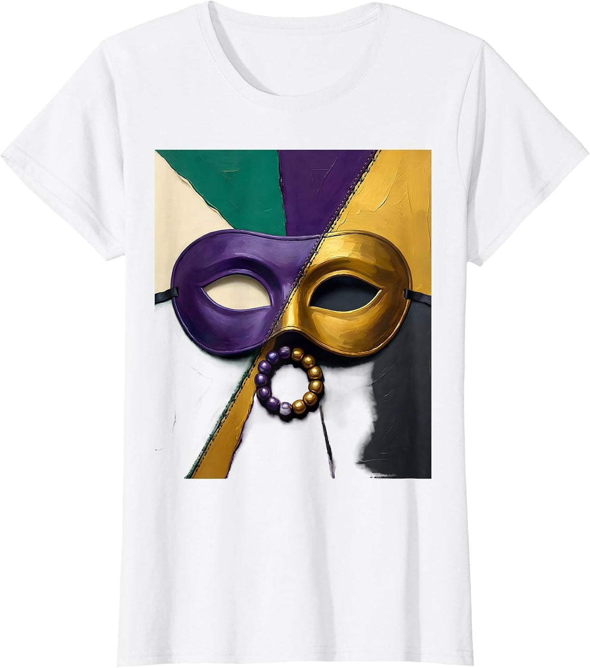 Interlocked Planes Domino Mask Gouache Poster Mardi Gras T-Shirt - White