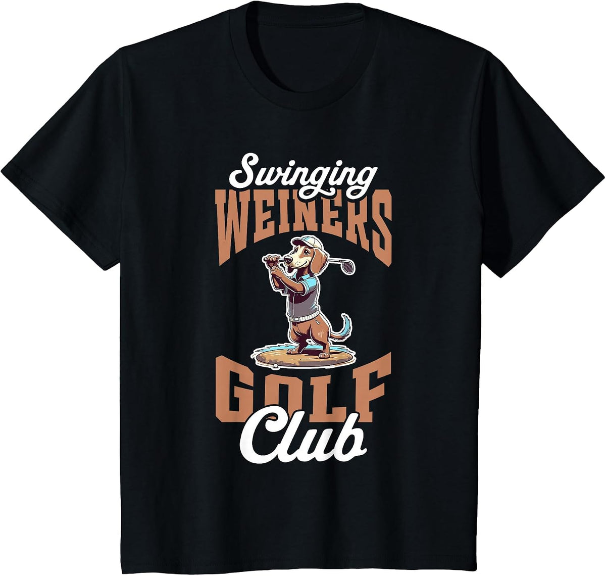 Swinging Weiners Golf Club Funny Golf Dachshund Dog Golfer T-Shirt - Black