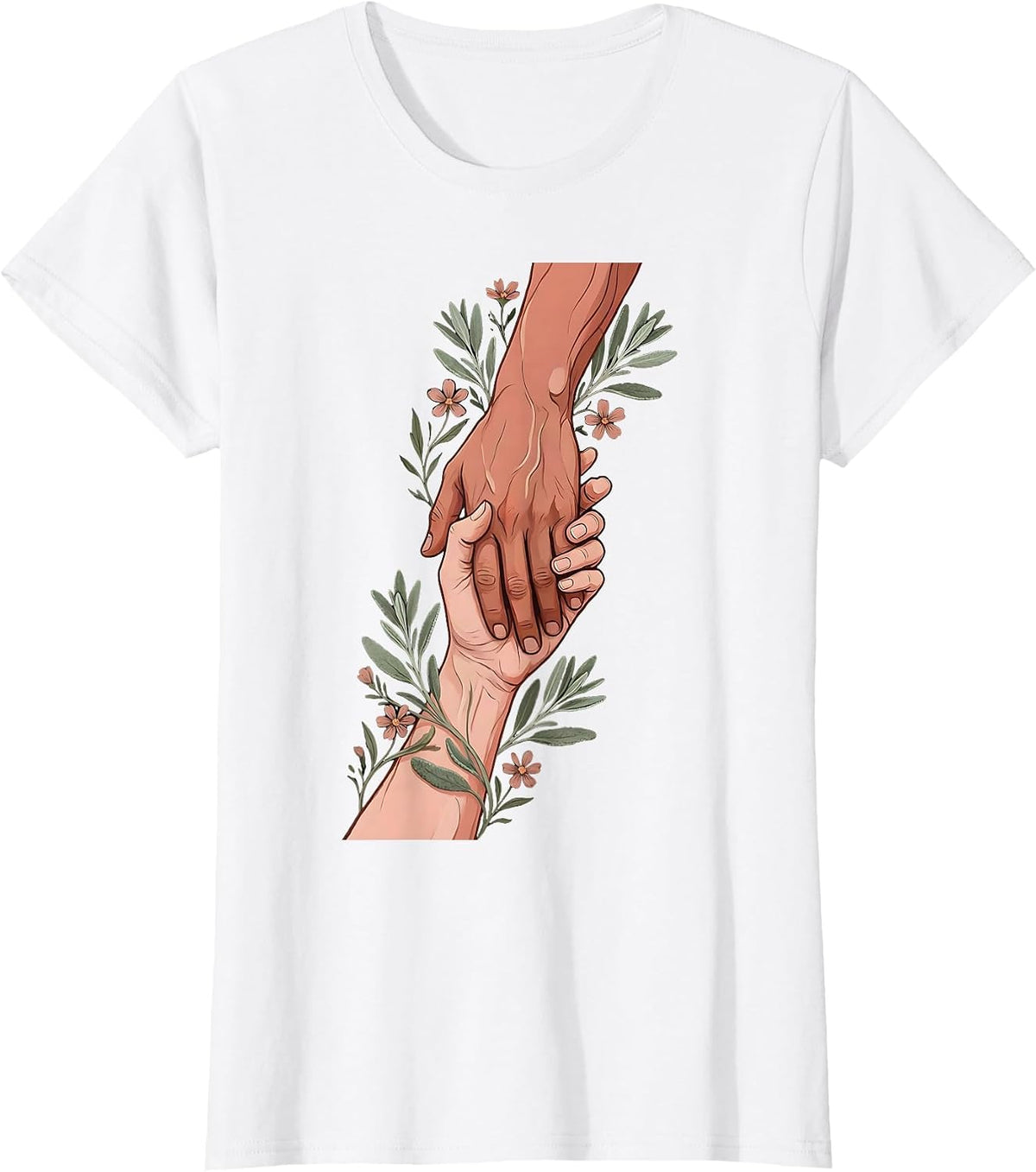 Women's Social Worker Helping Hand Graphic Design T-Shirt - White