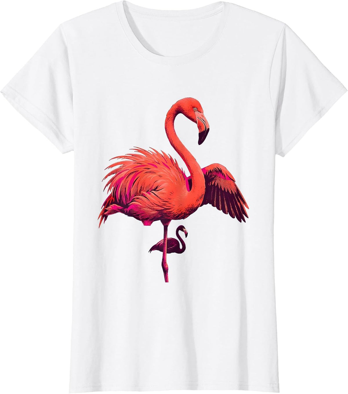Oversized Flamingo Funny Animal Humor Bird Lover T-Shirt - White