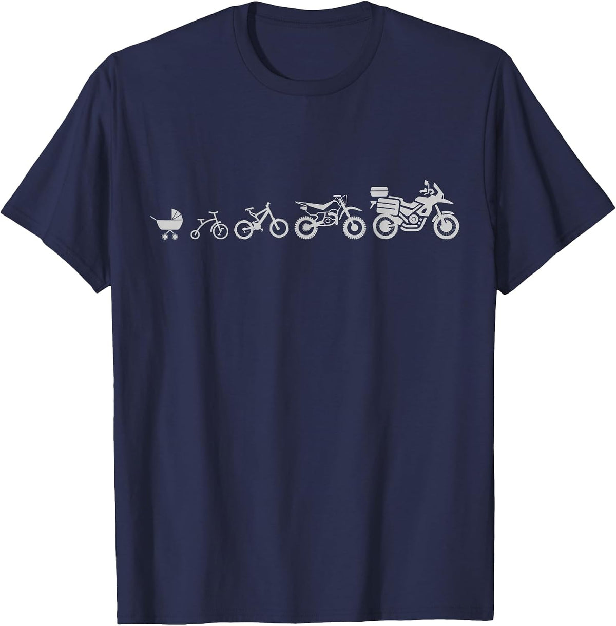 Evolution of Adventure Motorcycle T-Shirt T-Shirt - Navy Blue
