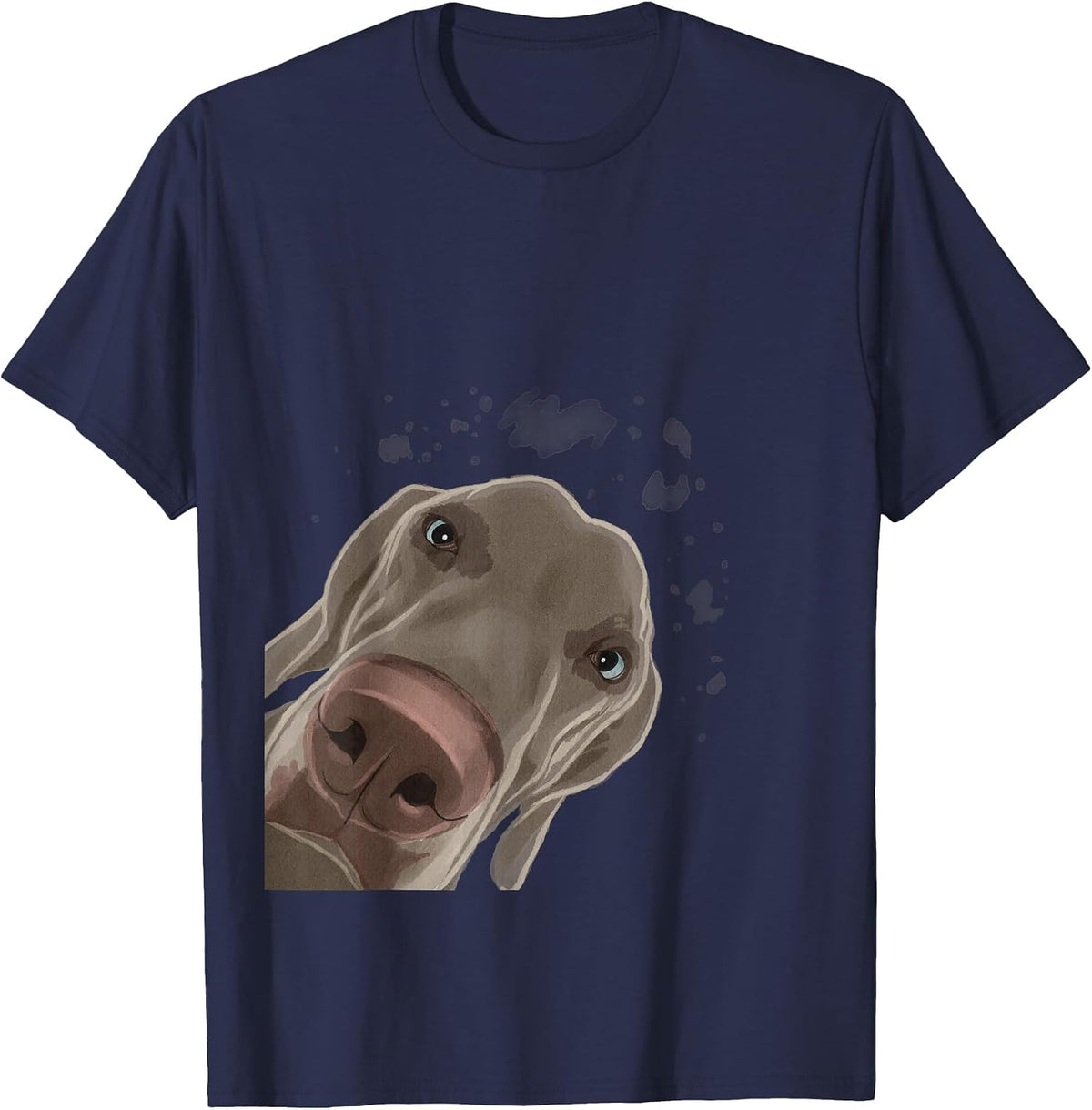 Funny Curious Dog Weimaraner T-Shirt - Navy Blue