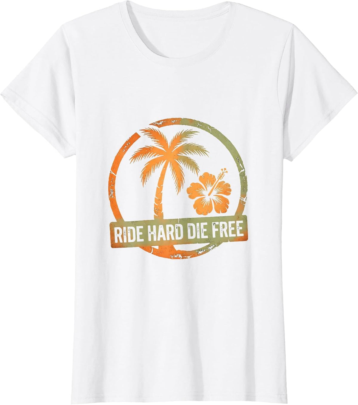 Ride Hard Die Free Bold Motorcycle Design T-Shirt - White