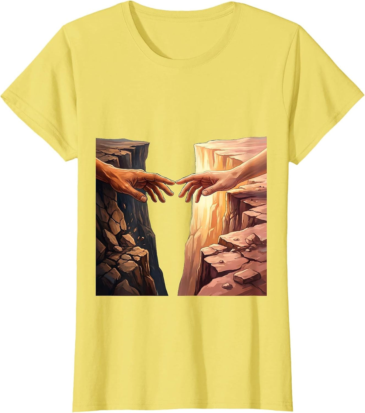 Women's Reaching Hands Suicide Awareness Graphic Design T-Shirt - Lemon Yellow