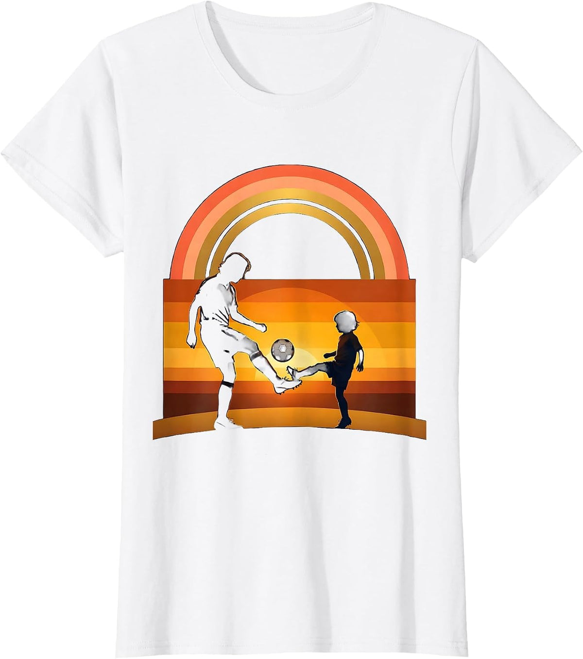Women's Soccer Dad and Child Backyard Kickaround Graphic T-Shirt - White