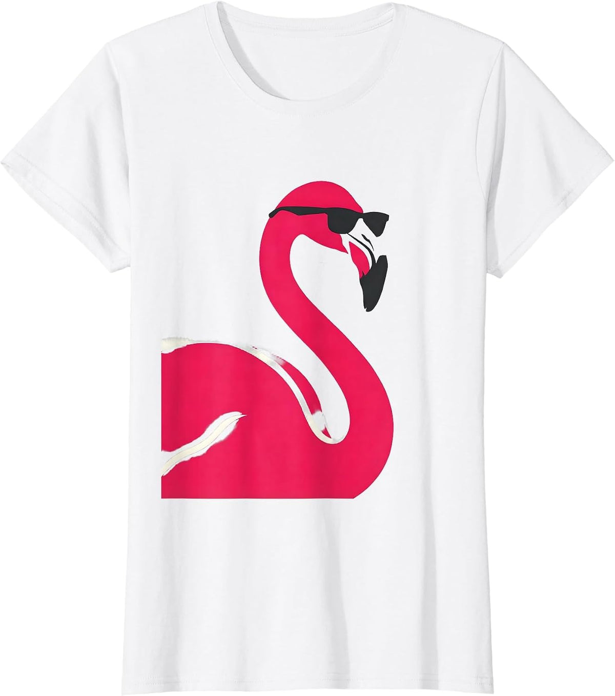 Pink Flamingo Sunglasses Minimalist Novelty Humor T-Shirt - White
