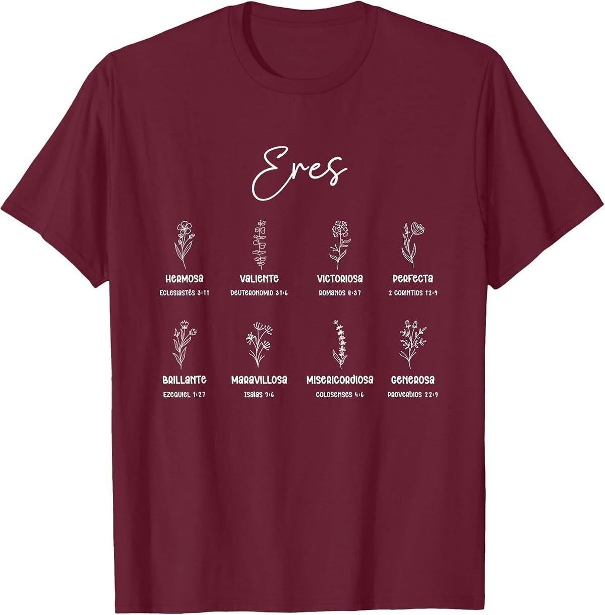 ERES Versículos Bíblicos Cute Christian Women Spanish T-Shirt - Burgundy