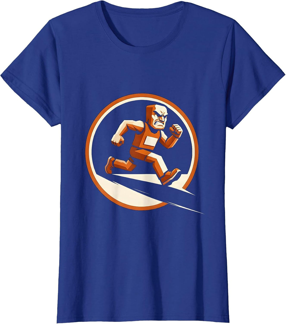 Women's Marathon Runner Shadow Silhouette Running Graphic T-Shirt - Royal Blue