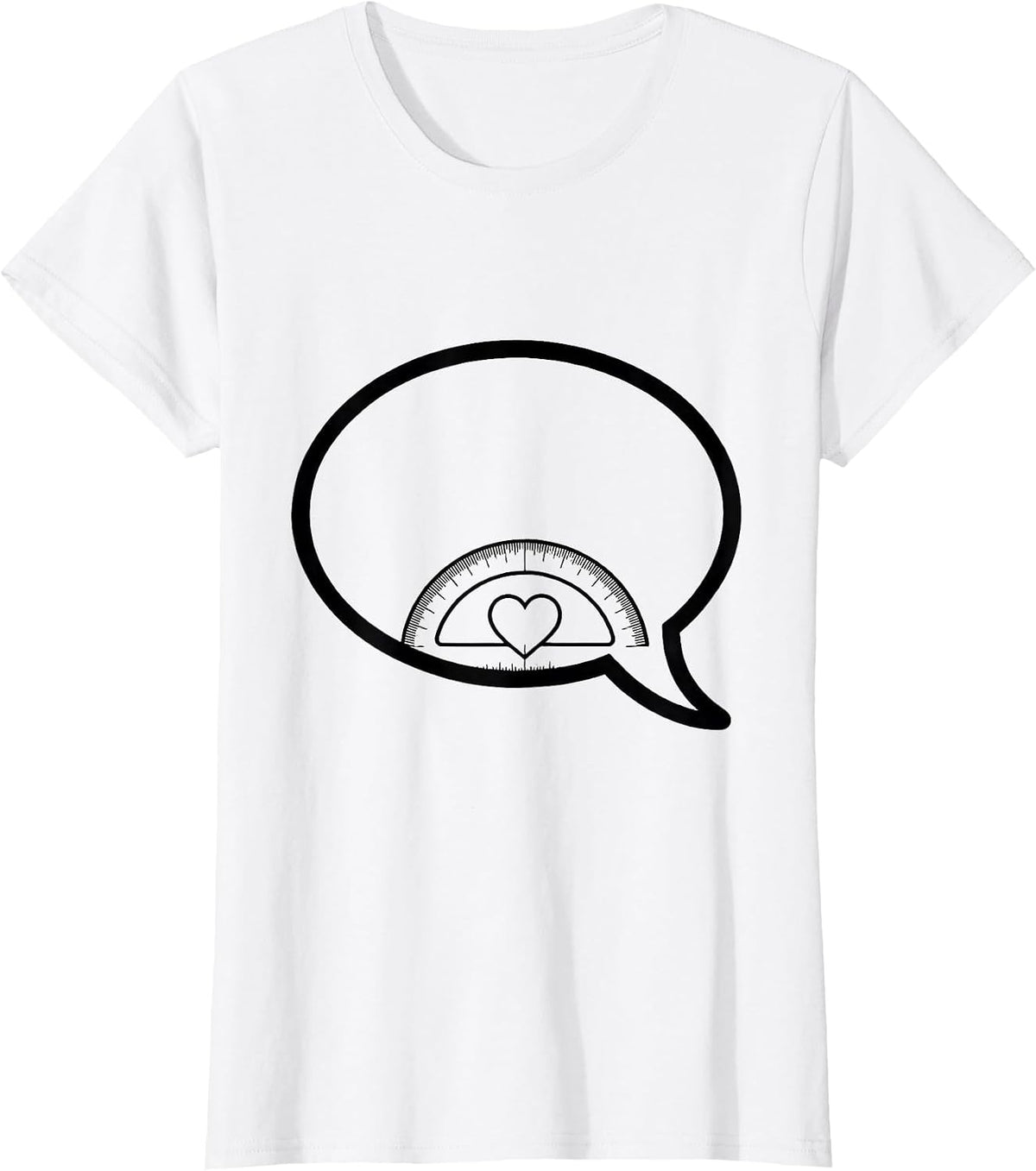 Women's Heart Protractor Teacher Valentine Day Humor T-Shirt - White
