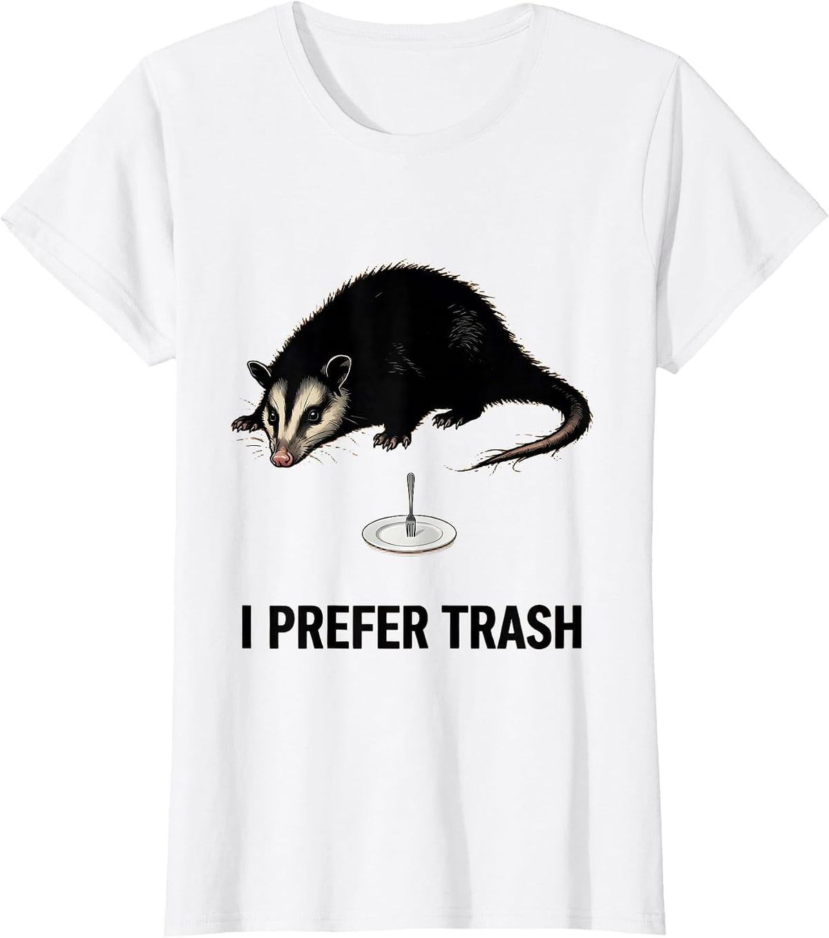 I Prefer Trash Funny Opossum Animal Meme Humor T-Shirt - White