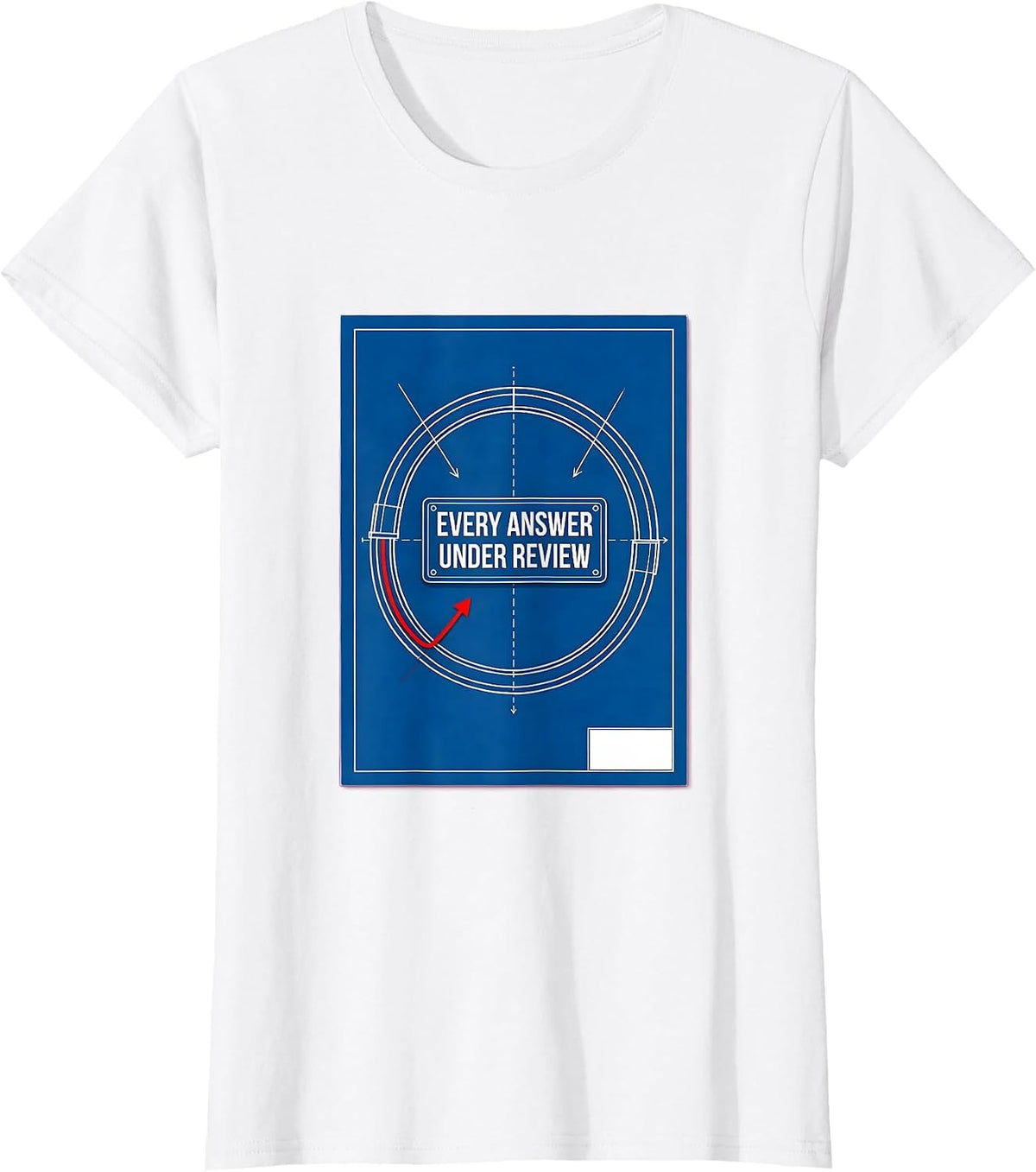 Every Answer Under Review Technical Blueprint Critical T-Shirt - White