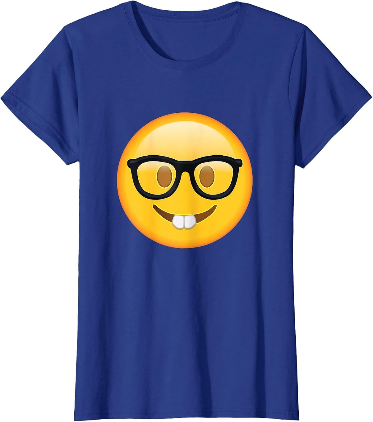 Nerd Glasses Buckteeth Emoticon Funny Hilarious Nerdy Face T-Shirt - Royal Blue