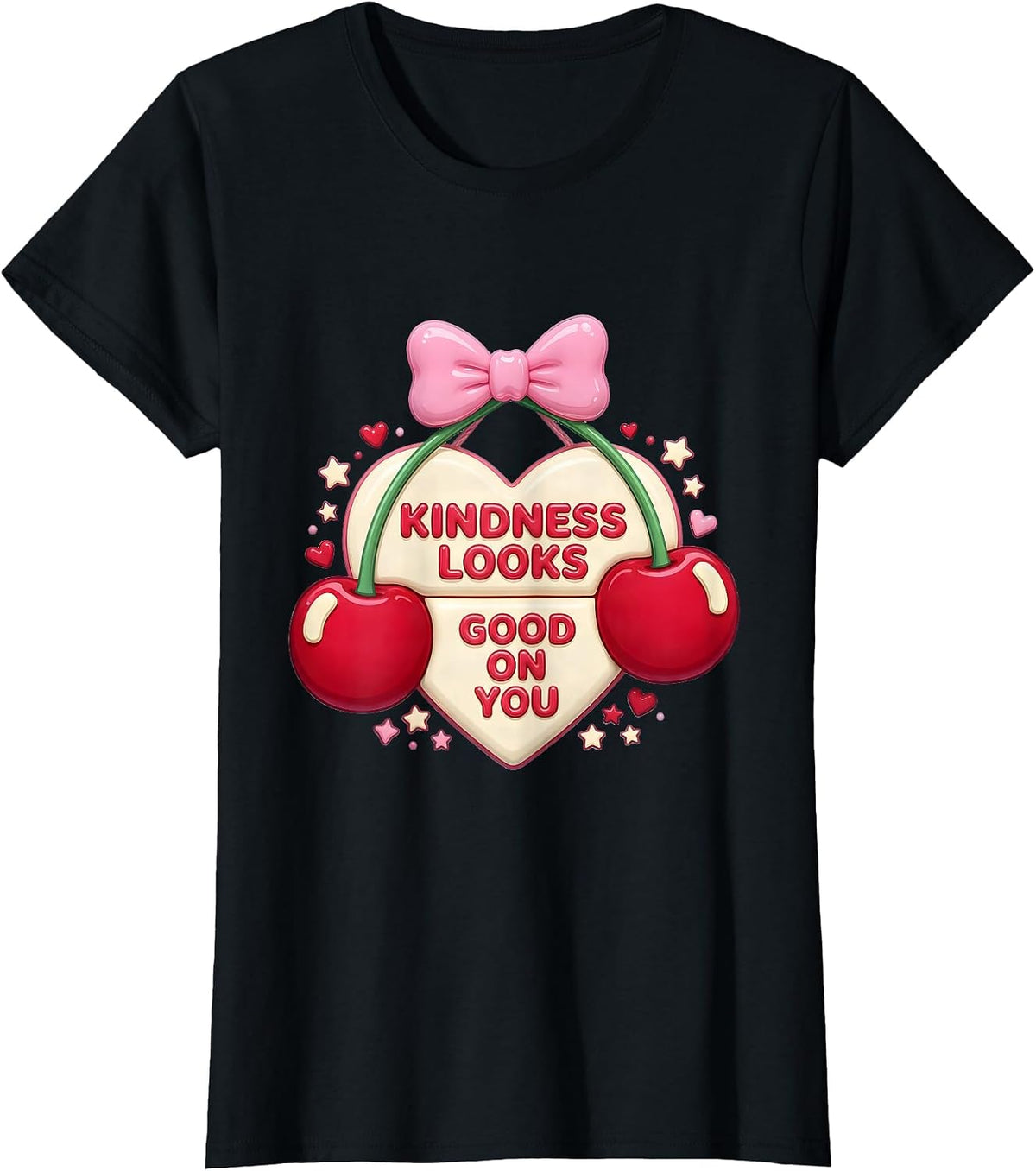 Kindness Looks Good On You Be Kind Design T-Shirt - Black