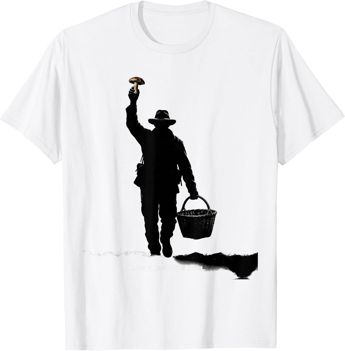 Men's Eight Miles For One Morel Funny Morel Hunter Mushroom T-Shirt - White