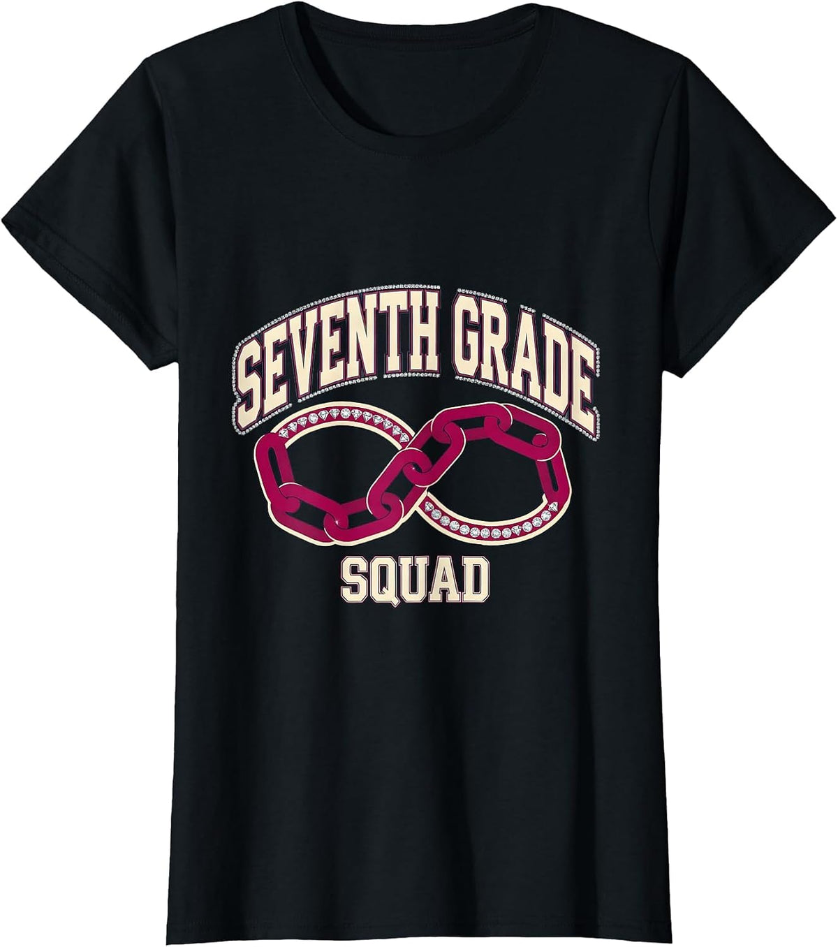 Seventh Grade Squad Sparkle Varsity Teacher Crew First Day T-Shirt - Black