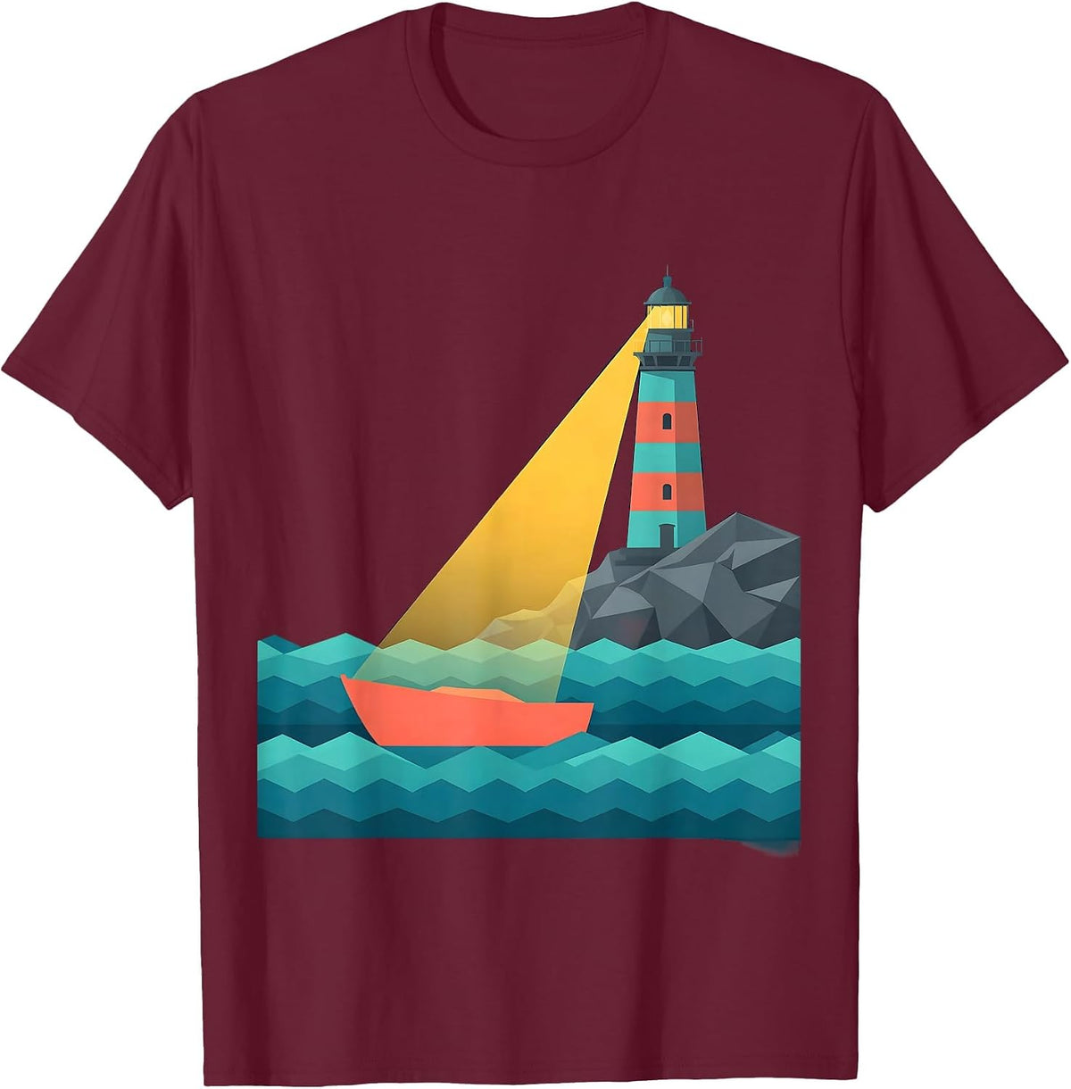 Men's Lighthouse Beam Suicide Prevention Awareness T-Shirt - Burgundy