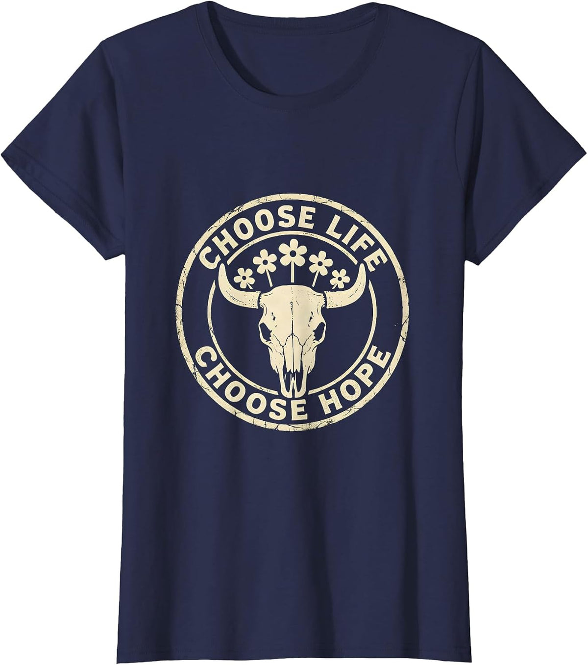 Women's Choose Life Choose Hope Suicide Prevention Design T-Shirt - Navy Blue