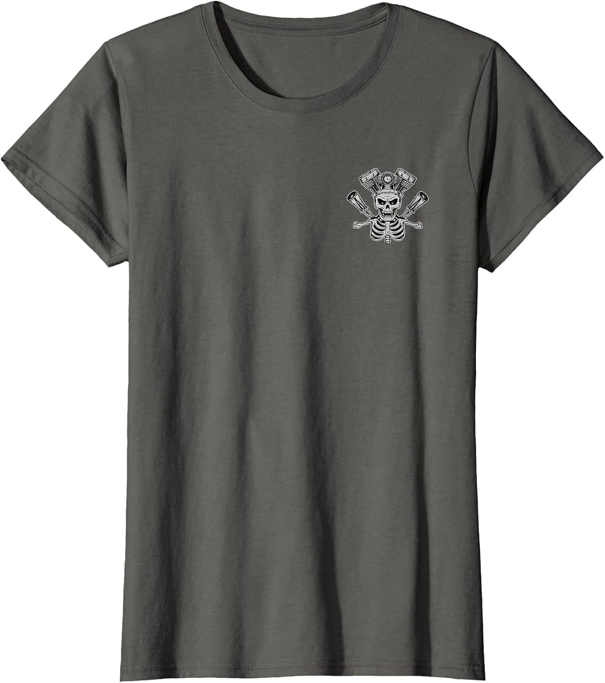 Skeleton Motor Head Speed Shop Hot Rod Mechanic Car Lover T-Shirt - Asphalt Grey