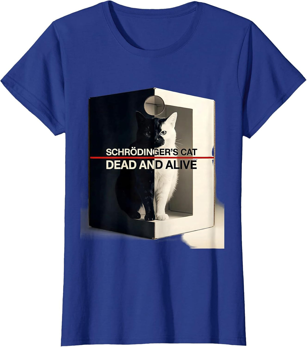 Women's Schrödinger's Cat: Dead And Alive Quantum Physics Humor T-Shirt - Royal Blue