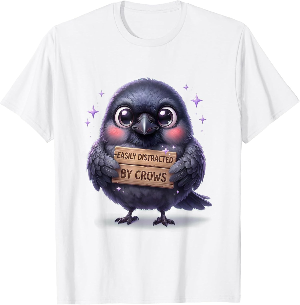 Easily Distracted By Crows Bird Lover Design T-Shirt - White