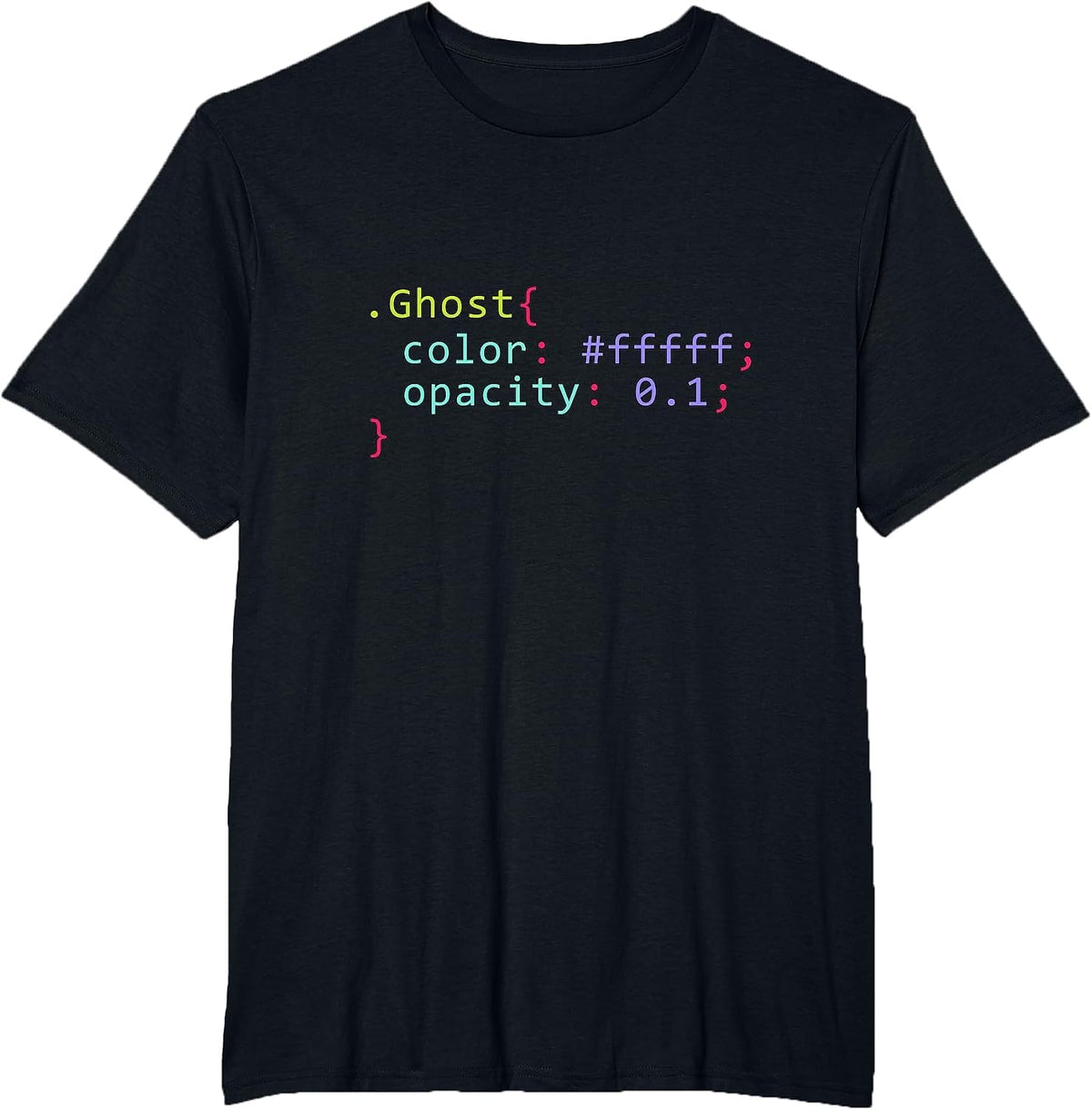 Ghost in CSS Format Code for a Ghost of Programmers T-Shirt - Black