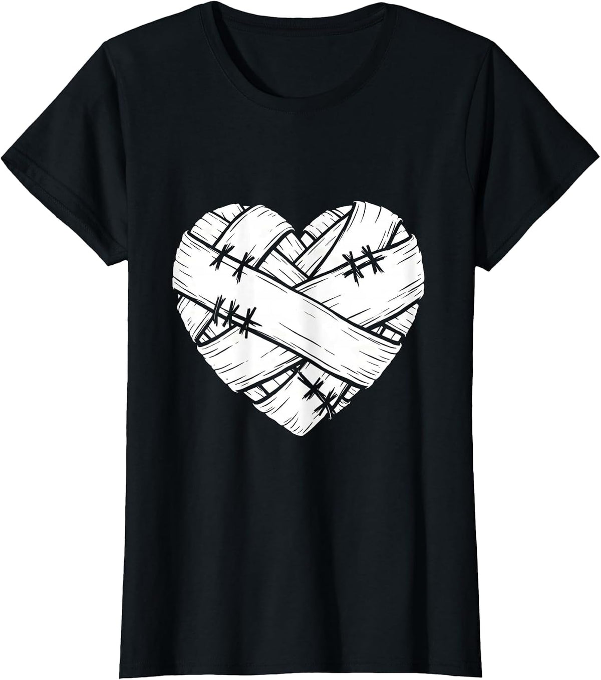 Women's Social Worker Healing Heart Bandage Graphic T-Shirt - Black