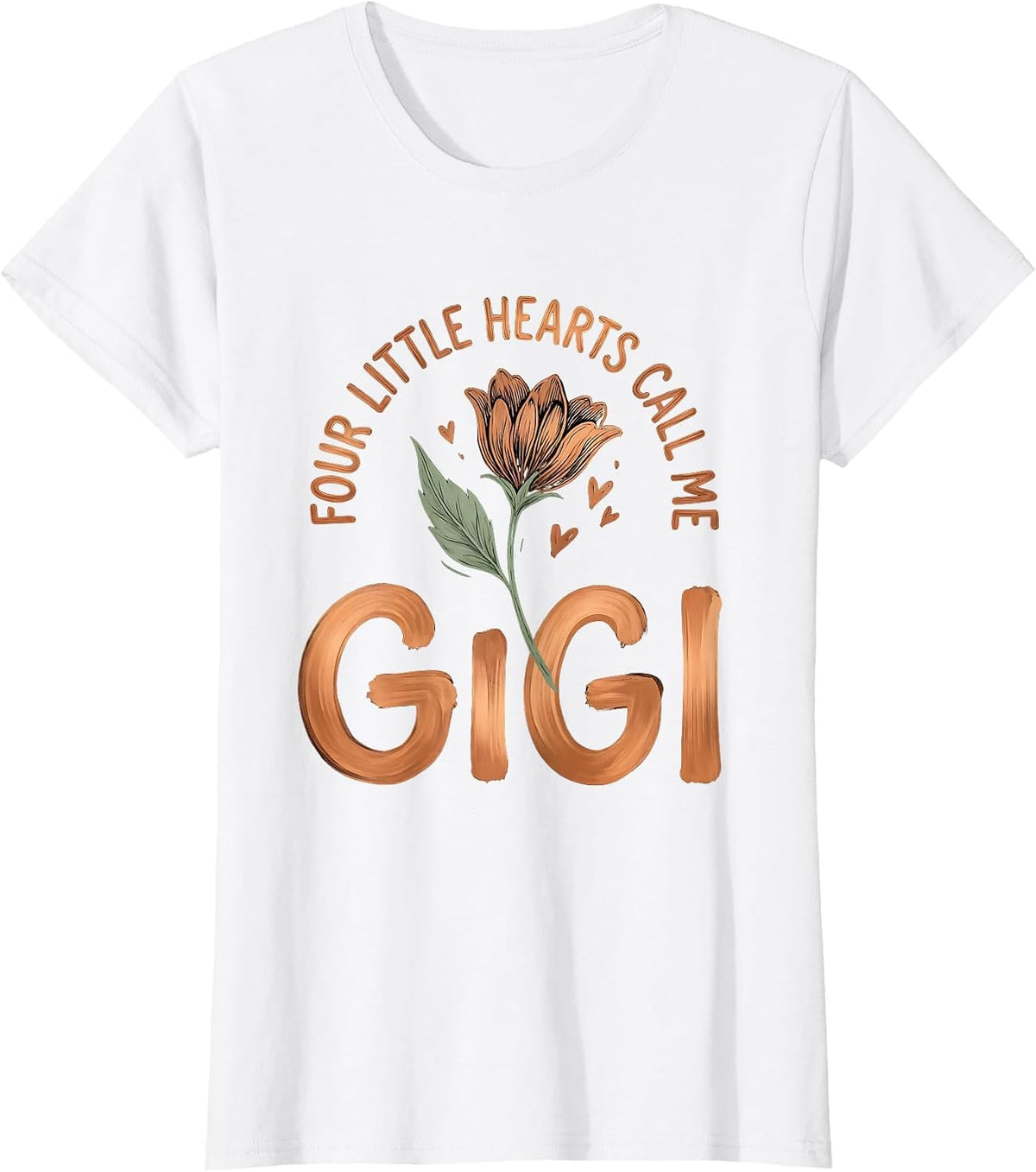Four Little Hearts Call Me Gigi Boho Typography Grandma Gift T-Shirt - White
