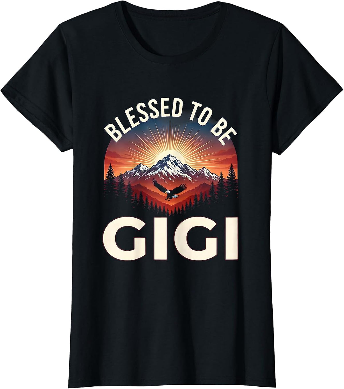 Blessed to be Gigi Grandmother Design T-Shirt - Black