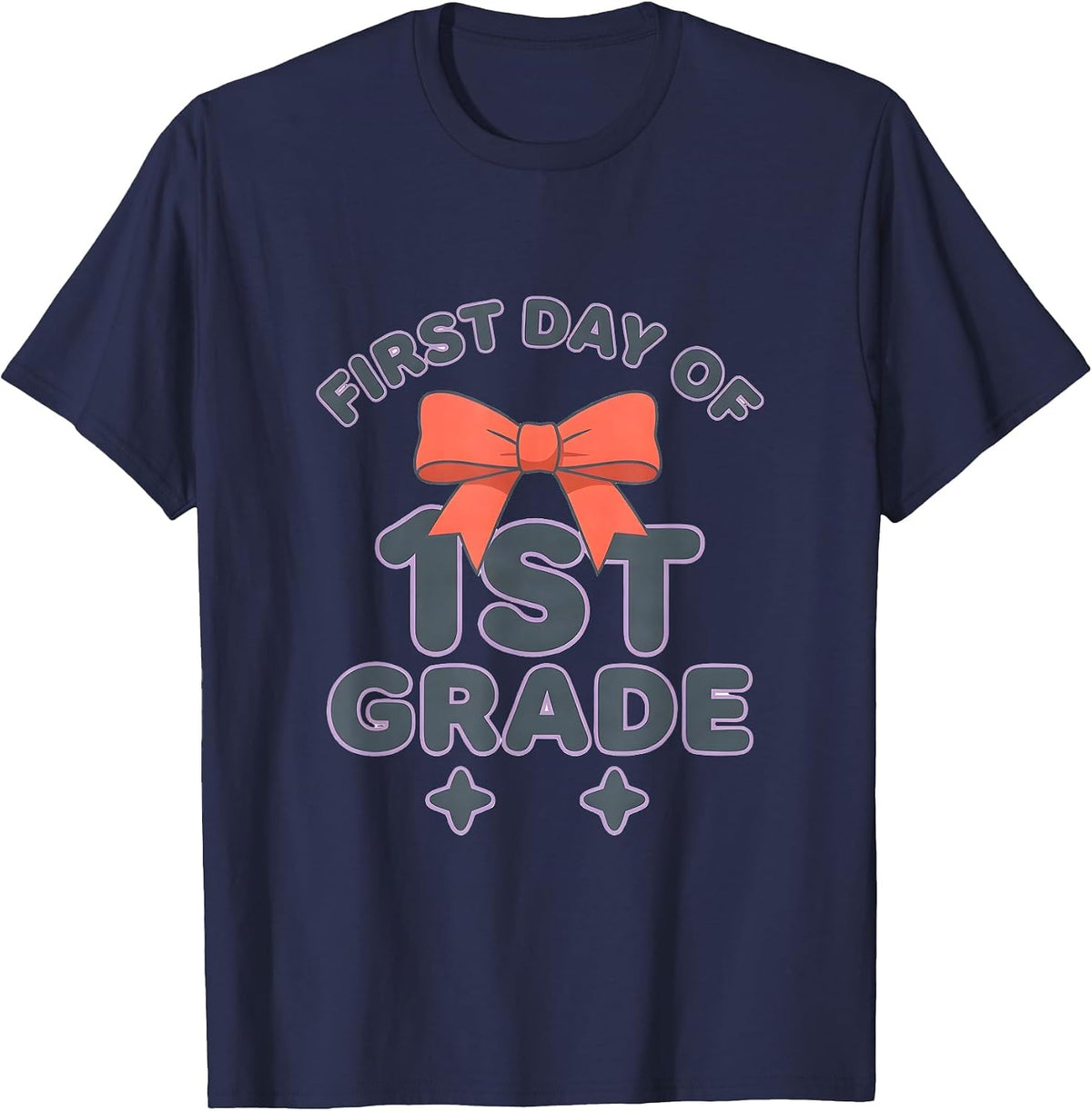 First Day Of 1st Grade Coquette Bow Back To School Girly T-Shirt - Navy Blue