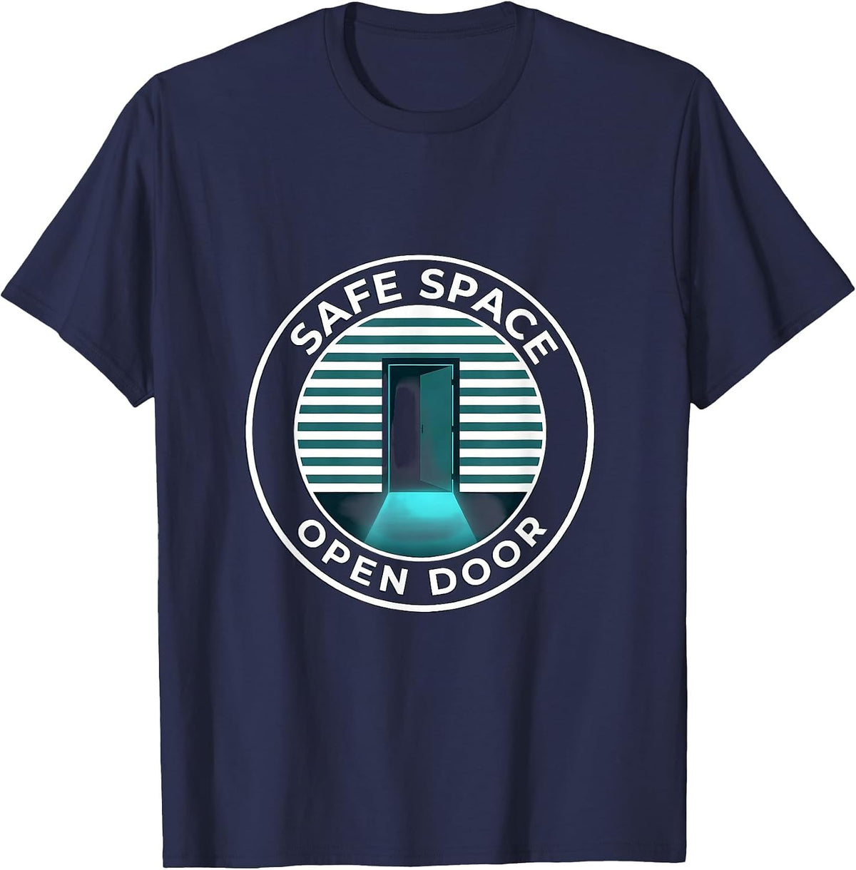 Safe Space Open Door School Counselor Design T-Shirt - Navy Blue