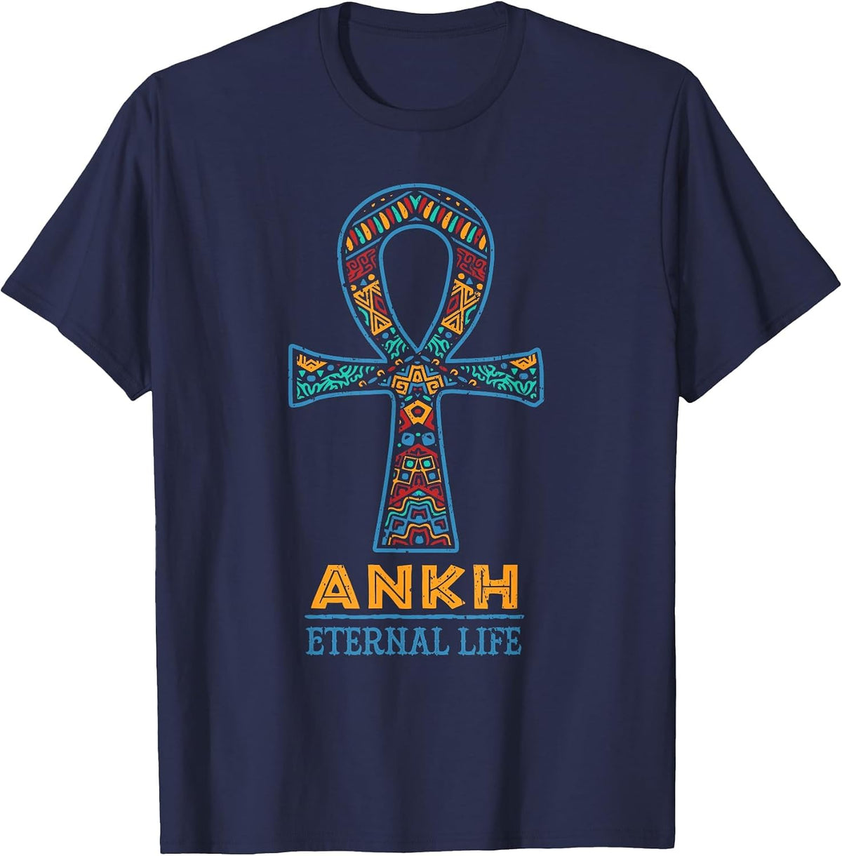 Ankh Eternal Life Ancient Egyptian Symbol African Heritage T-Shirt - Navy Blue