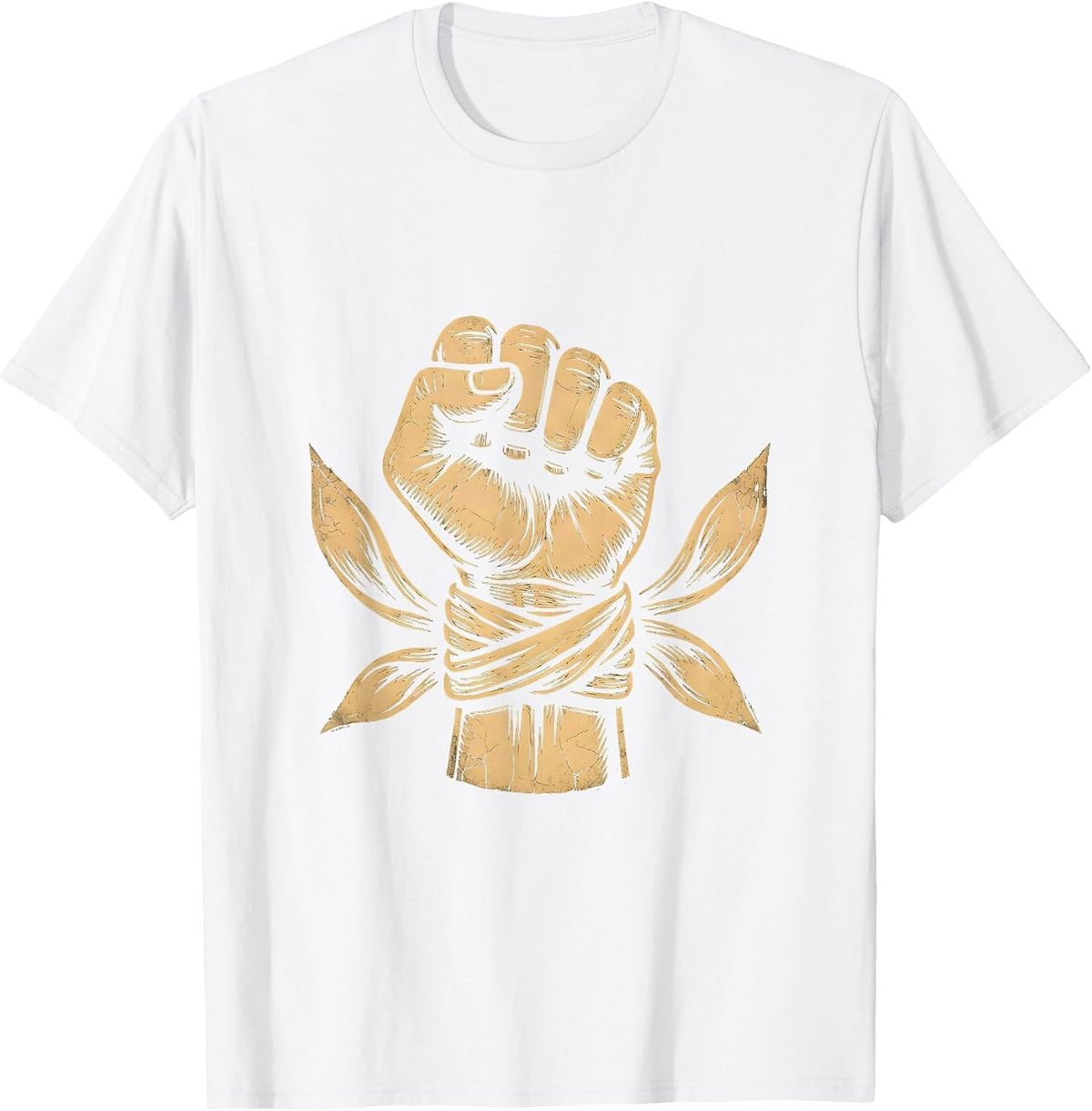 Men's Raised Fist Bandana Wrapped Knuckles Graphic T-Shirt - White