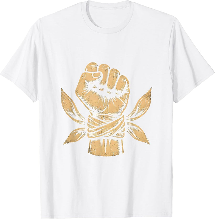 Men's Raised Fist Bandana Wrapped Knuckles Graphic T-Shirt - White