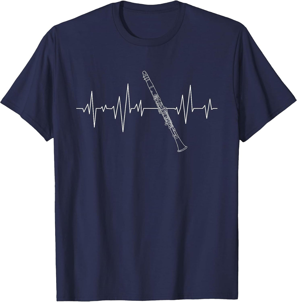 Clarinet Heartbeat - Clarinetist Musical Instrument T-Shirt - Navy Blue