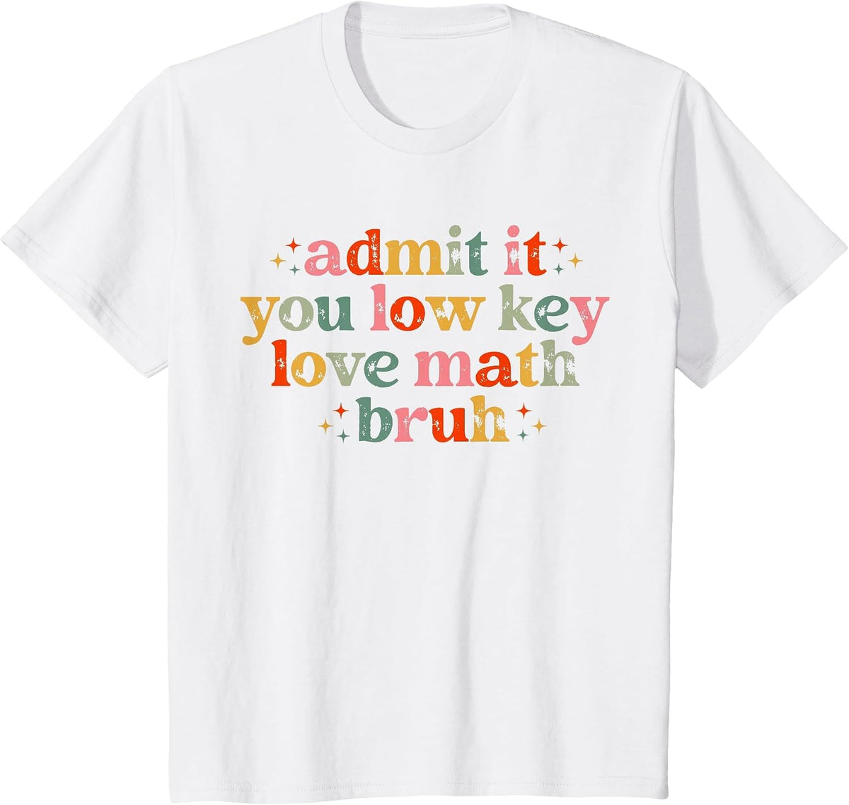 Admit It You Low Key Love Math Bruh Retro Math Teacher T-Shirt - White